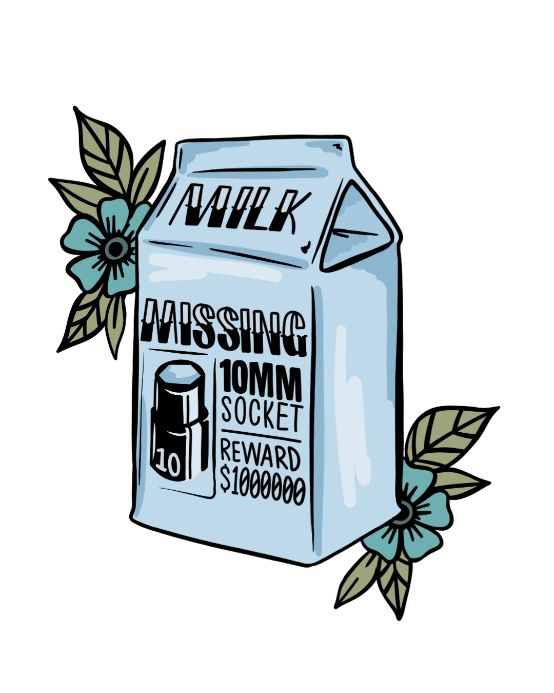 Missing 10mm Socket Milk Bottle Graphic T-Shirt | Men's & Women's Fits