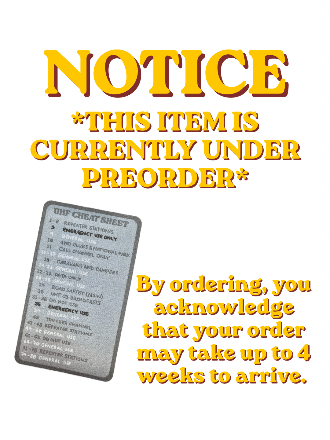 UHF Cheat Sheet PATCH *Pre-order*