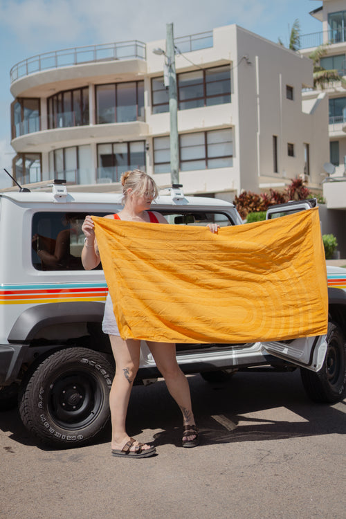 100% Cotton Magnetic Beach Towel - FHH "ARCHES" - MANGO ORANGE