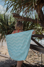 100% Cotton Magnetic Beach Towel - "Seas The day." TEAL