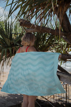 100% Cotton Magnetic Beach Towel - "Seas The day." TEAL