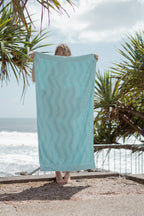 100% Cotton Magnetic Beach Towel - "Seas The day." TEAL