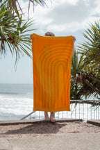 100% Cotton Magnetic Beach Towel - FHH "ARCHES" - MANGO ORANGE