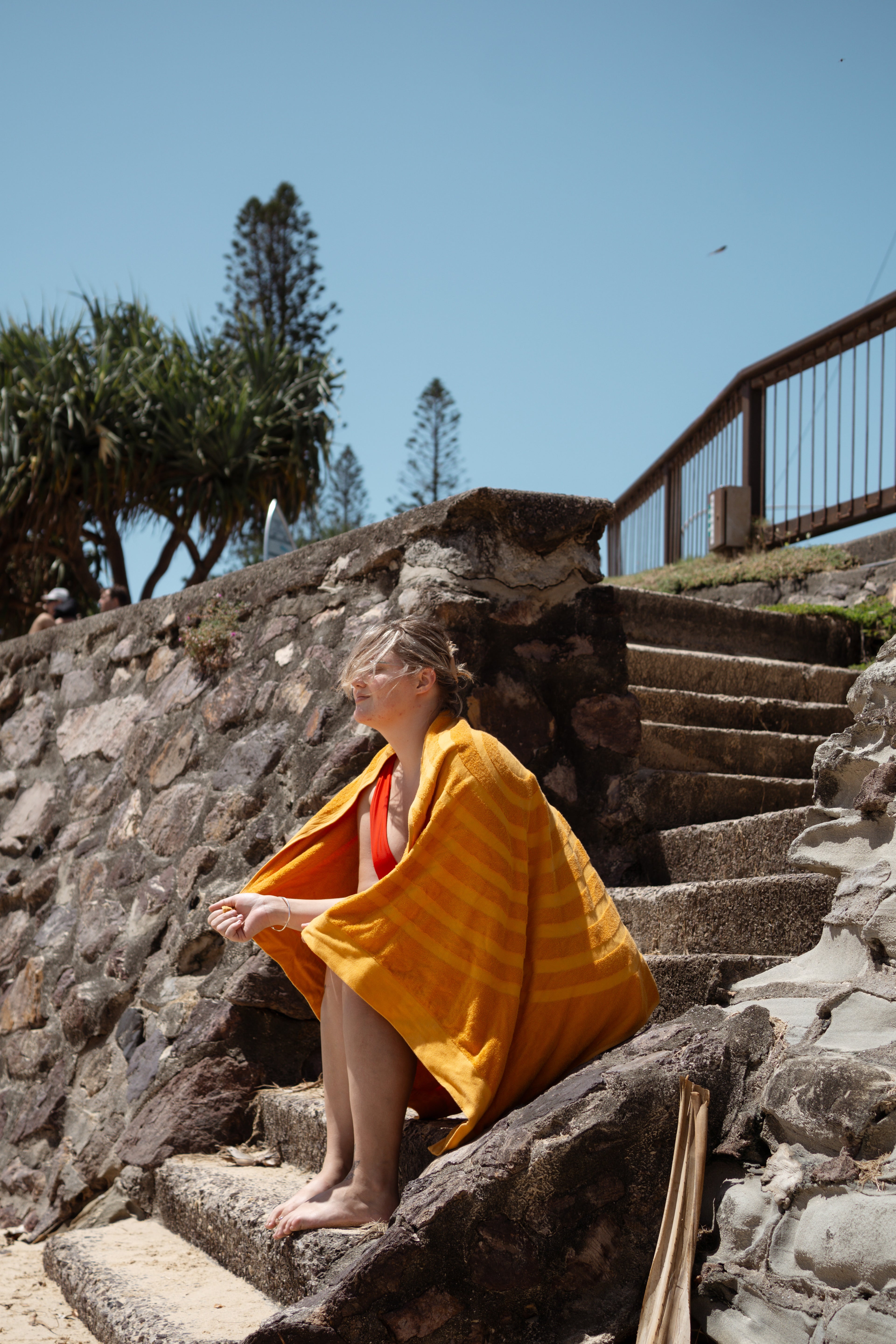 100% Cotton Magnetic Beach Towel - FHH "ARCHES" - MANGO ORANGE